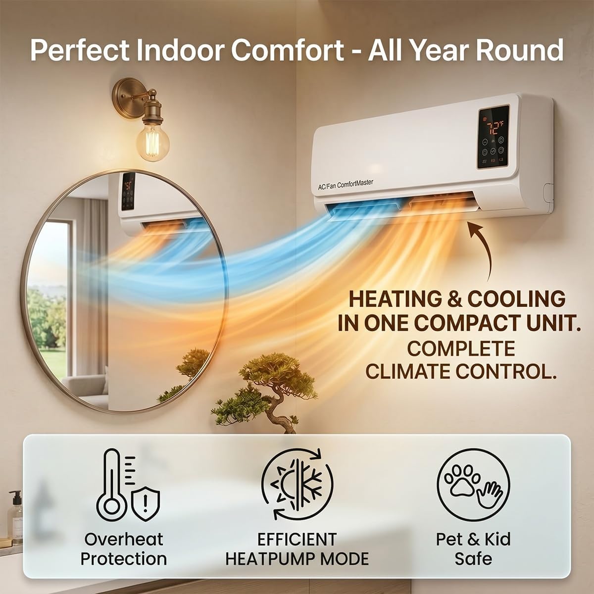 Smart Bathroom Fan - Настенный кондиционер-вентилятор и обогреватель мощностью 1800